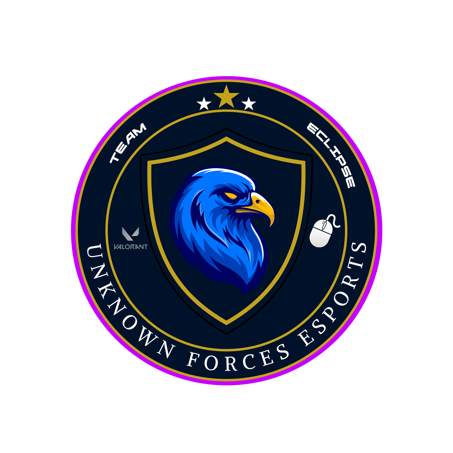 Teamlogo von Team Eclipse, Unknown Forces Esports: blauer Adler vor einem Schild